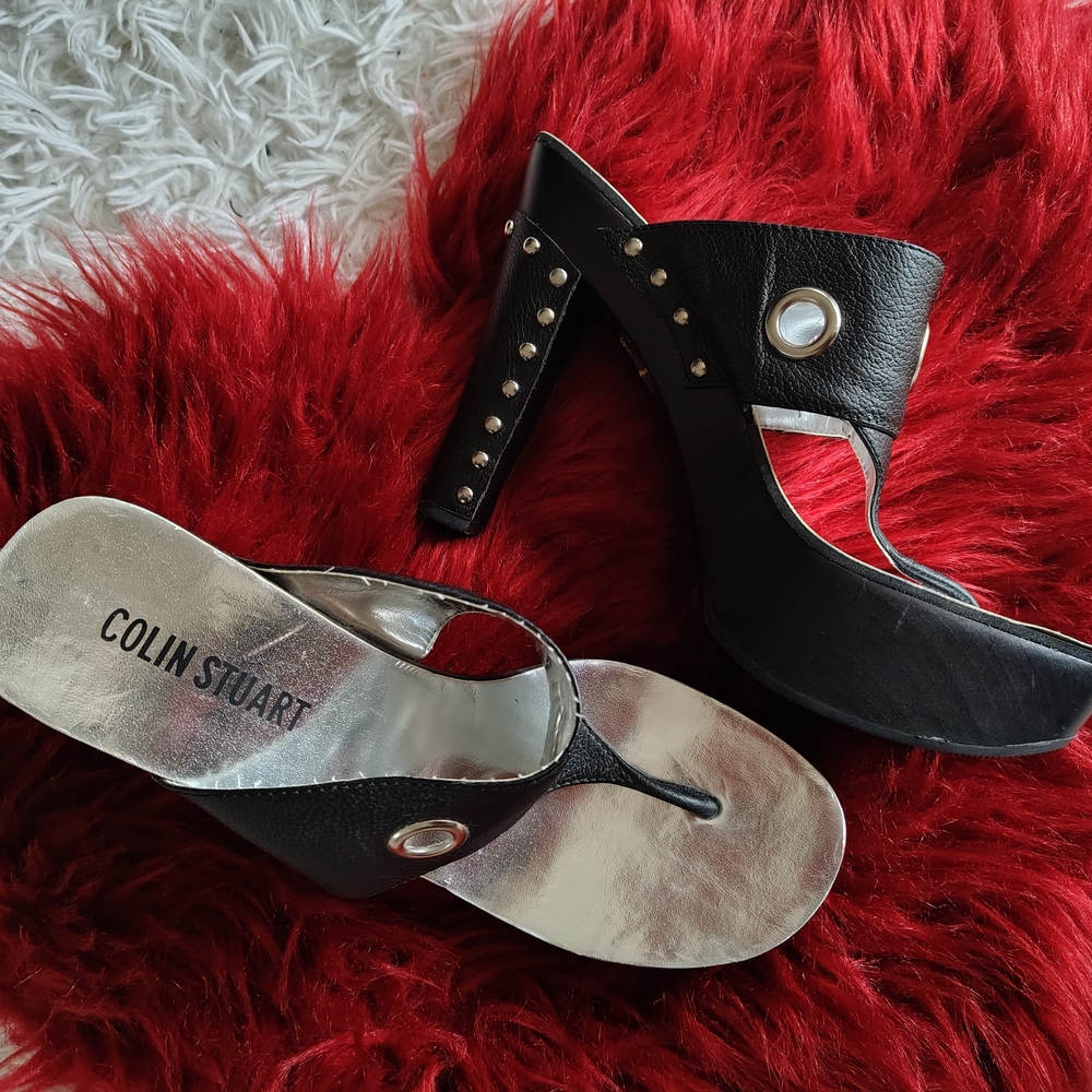 Colin Stuart Black and Silver Studded Heels